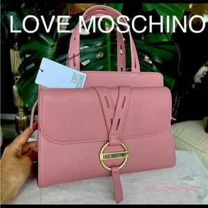 LOVE MOSCHINO top handle satchel crossbody bag blush pink